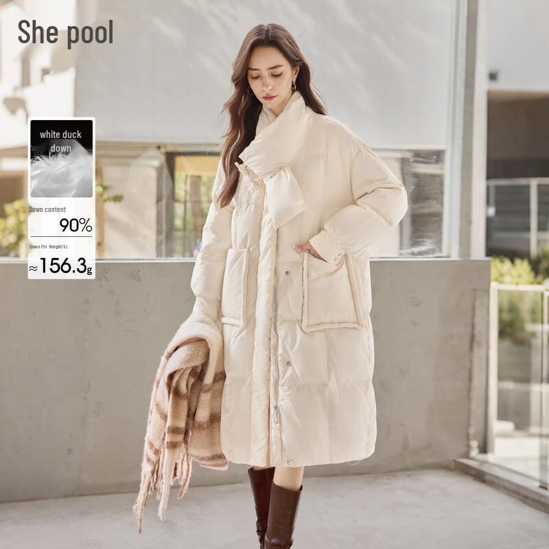 

Women s 90% Duck Down Over-Knee Loose Winter Puffer Coat L