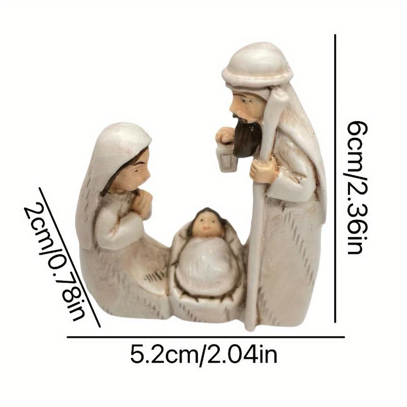Resin Nativity Set Adorable Desktop Display for Christmas Easter Hanukkah Thanksgiving and Father's Day