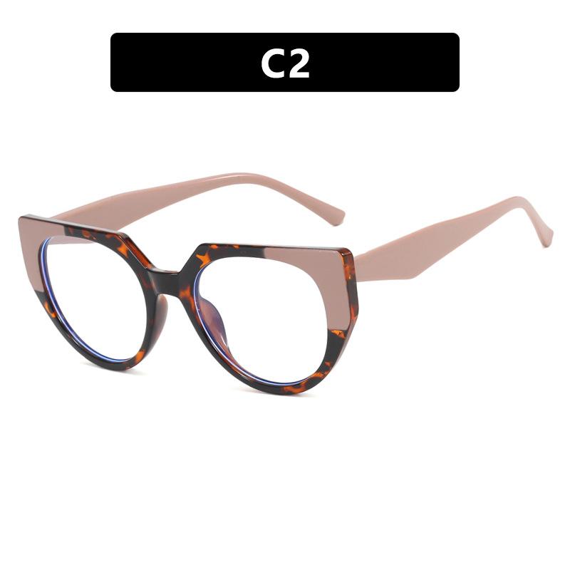 Color matching cat eye irregular flat mirror simple anti-blue TR glasses frame European and American ins glasses frame women