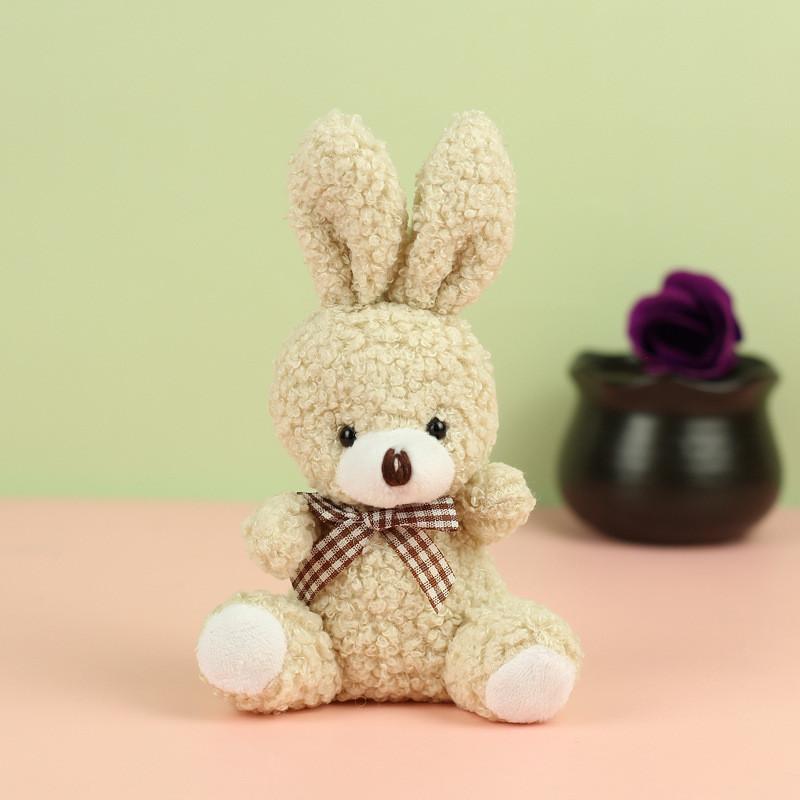 Cartoon Lovable Style Rabbit Plush Toy With Bow Tie Ideal For Backpacks And Keychains