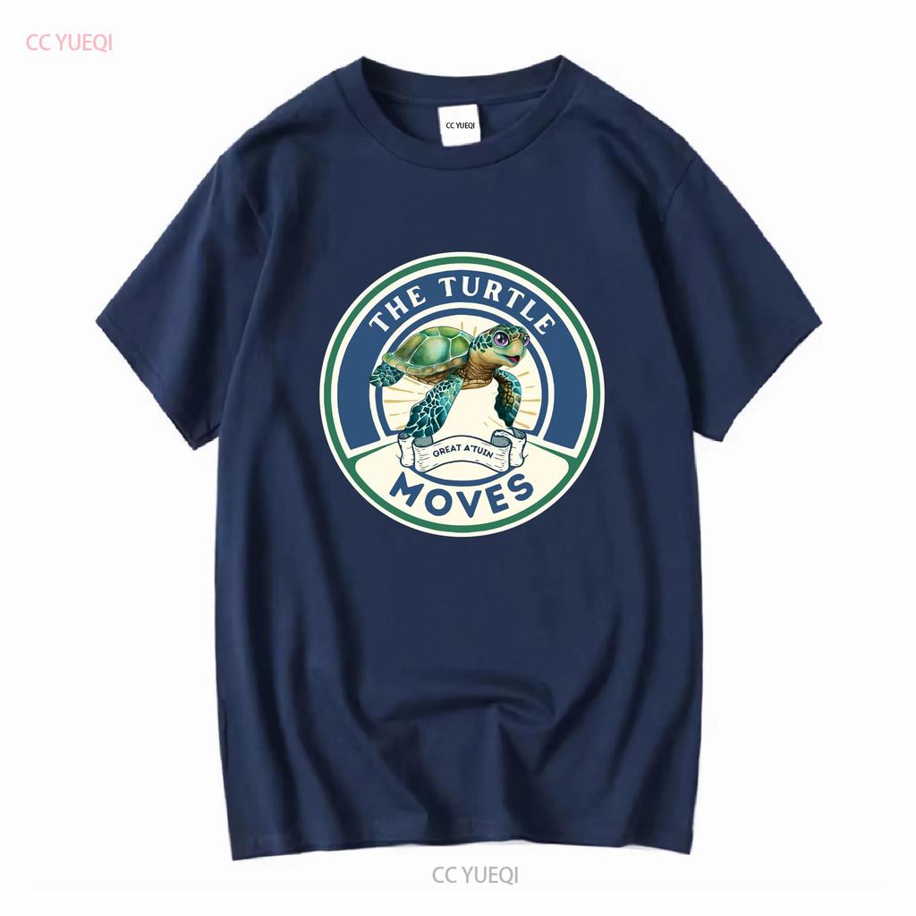 The Turtle Moves Discworld Inspired T Shirt with Terry Pratchett Fan Fantasy Novel Long or Short Sleeves Vintage Washed