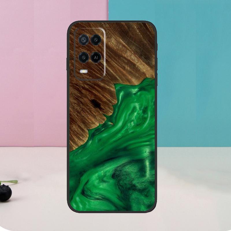 Hybrid Wood Resin Case For Oppo A78 A98 A58 A18 A38 A74 A94 A54 A15 A17 A57 A6 A5 Pro A16 A76 A96 A40 A60 A80