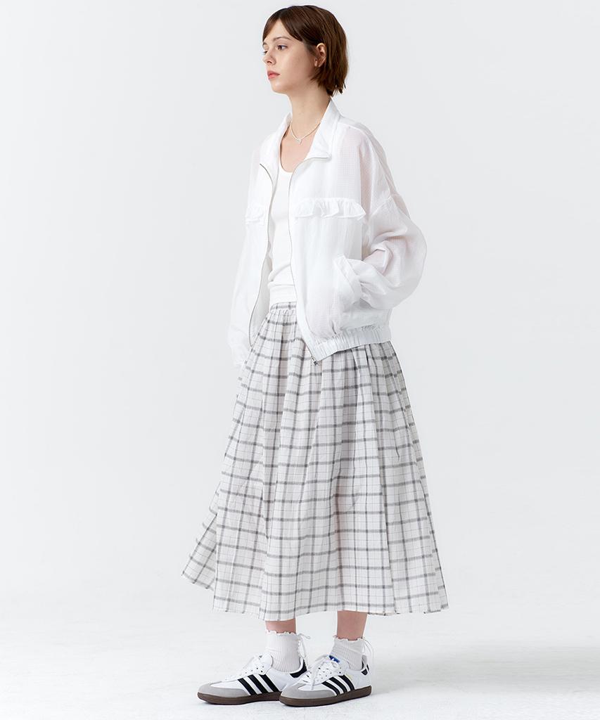 Eilubeu Check Long Skirt Aaresk103A