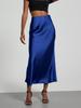 Women's Clothing Elegant Satin Midi Skirt Slim Fit High-Waisted Dress