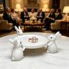 Cute Bunnies Design Decorative Tray 3D Printed Easter Rabbit Plate Cake Stand For Jewelry And Key Desk Organizers Decors