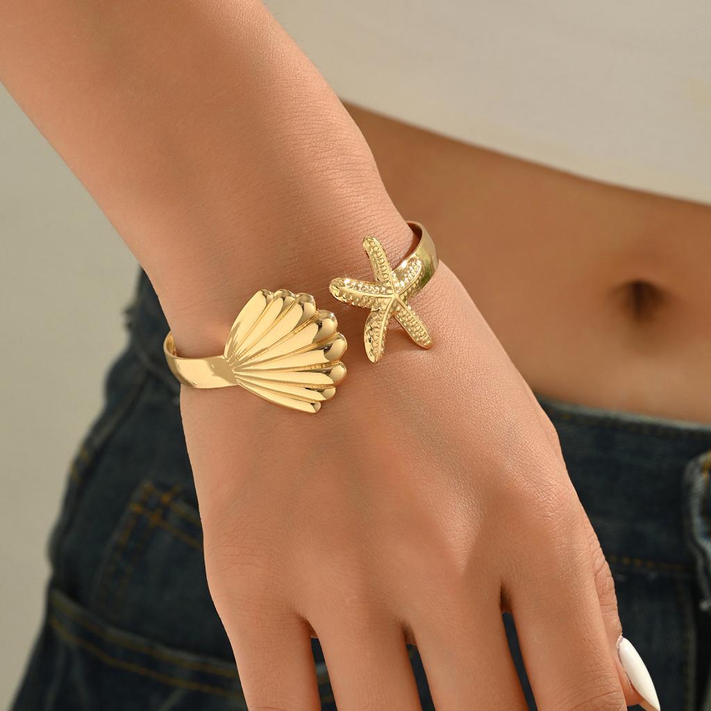 Geometric opening bracelet European and American jewelry summer ocean elements beach vacation wind starfish ring female