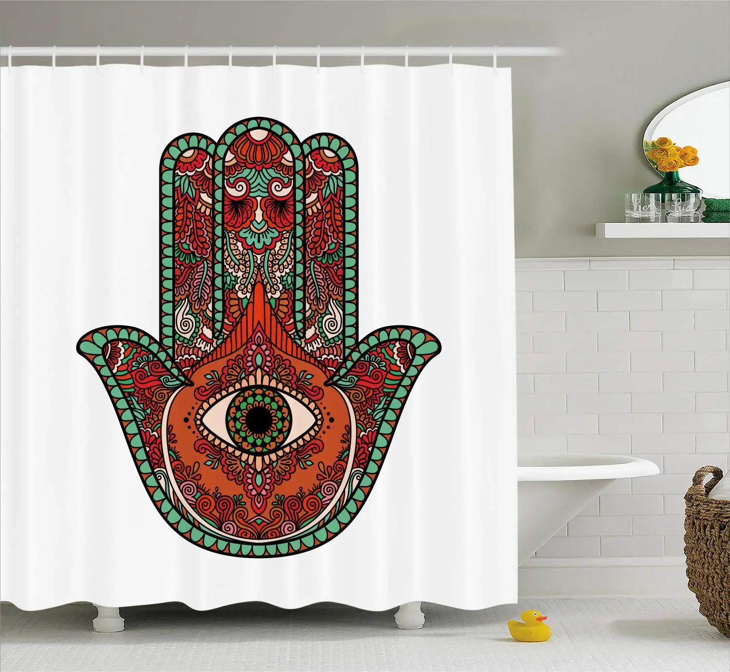 

Evil Eye Shower Curtain Luck Glass Look Beads Graphic On Plain Background Waterproof Fabric Bathroom Curtains Decor With Hooks W60H190(CM)-1 Pcs