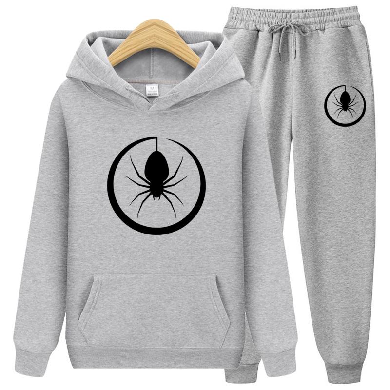 Women's Sportswear Two Piece Set Warm Jackets and Pants Spider Print Coats Sets Outdoor Hoodies Sports Suits Jogging Suits