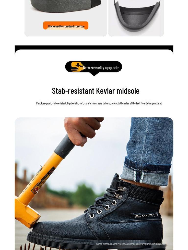 Men's Lightweight Foldable Water-Resistant Safety Shoes - Anti-Smash & Anti-Puncture Protective Work Footwear