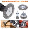 Wire Wheel Brush Hex Shank Crimped Cup Brush Paint Removal Cleaning Rust Steel Brushes Power Rotary Grinding Polishing Tools