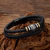 Fashion Men's Multi Layer DIY Braided Rope Leather Bracelet Cool Trendy Customizable Durable Stainless Steel Mens Wrist Jewelry