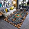 Abstrakter geometrischer Teppich mit Mandala-Muster und Goldakzenten, geeignet als rutschfester Unterleger für Wohnzimmer, Schlafzimmer, Sofas