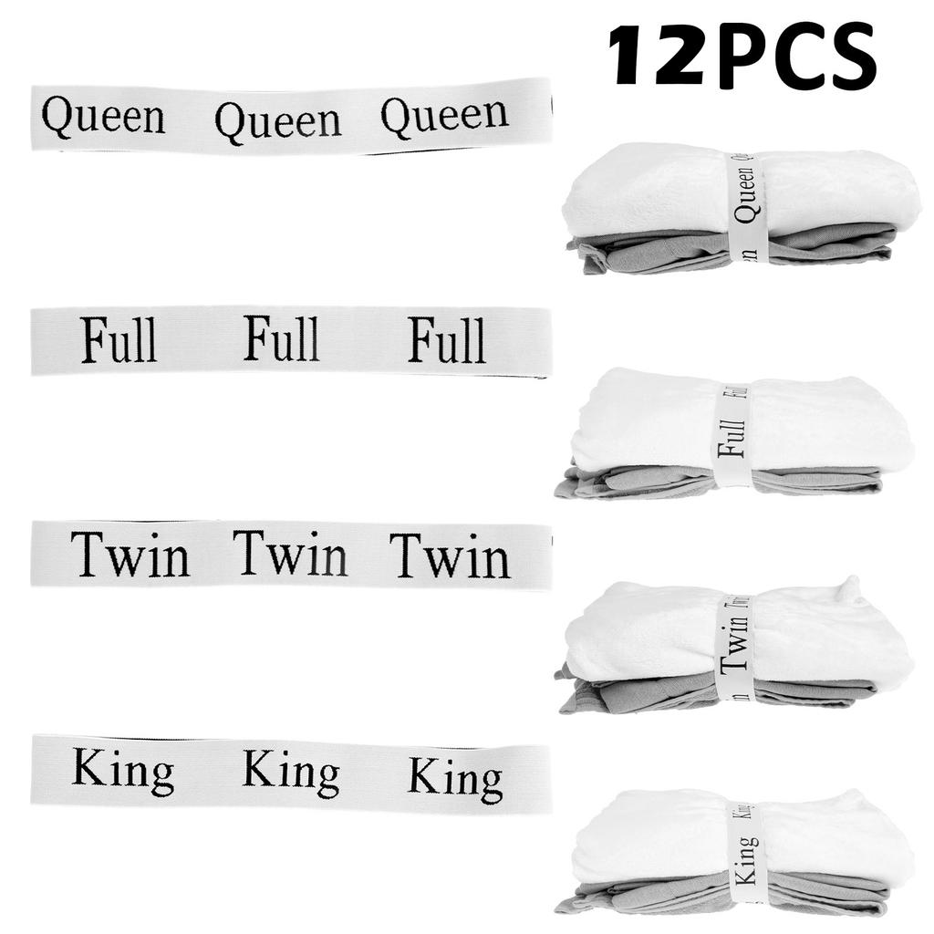 12Pcs Homes Bed Sheet Organizer and Storage Elastic Label Bands Organizers for Linen Closet for Foldable Bedsheet, Pillow Case