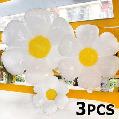 White Daisy Flower Balloons Multi Size Sunflower Foil Balloon Plumeria Helium Ball for Birthday Wedding Party Decor Baby Shower