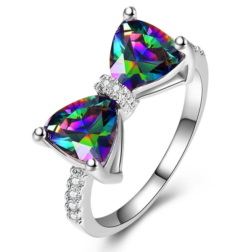 

2026 Colored Treasure Series High-end luxury bow zircon ring sweet and cool style index ring for women no. 6