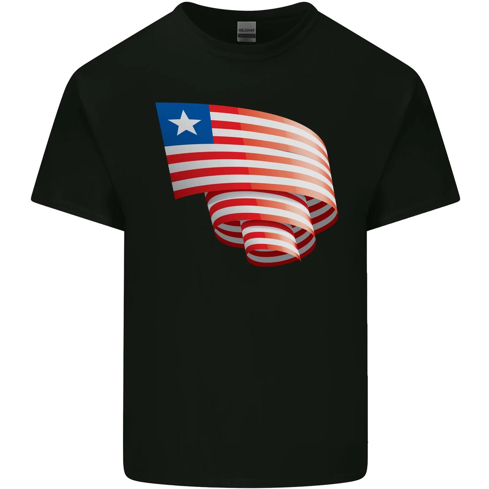 Curled Liberia Flag Liberian Day Football Kids T-Shirt Childrens L