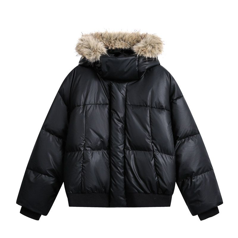 Jungle Tiger 90 White Duck down Fur Collar down Jacket for Men and Women, Winter Water-Repellent, Thickened, Cold-Proof, Loose Hooded Coat