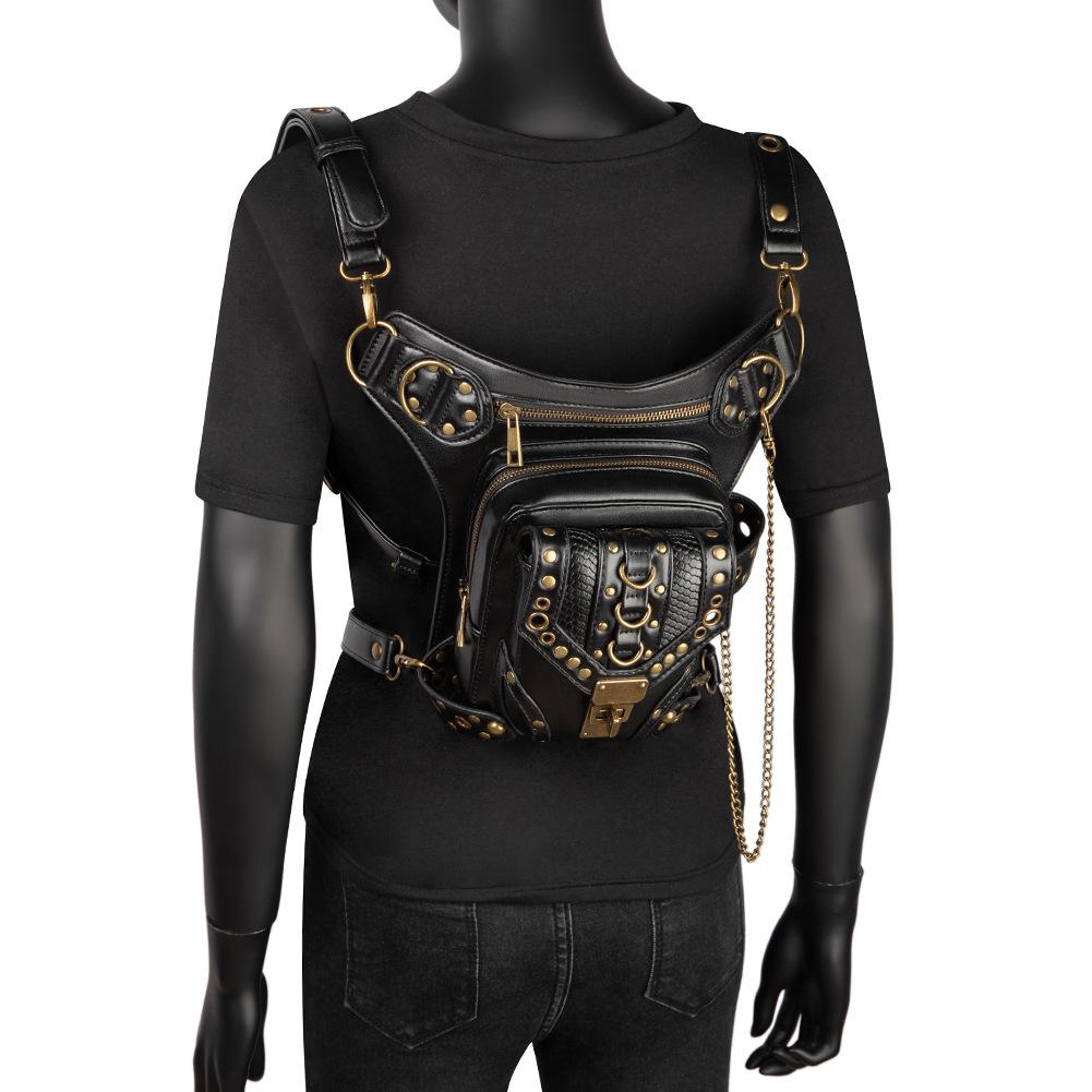 Chain Bag Women's Small Bag Steampunk Retro Motorcycle Bag Women's Shoulder Messenger Bag Women's Waist Bag