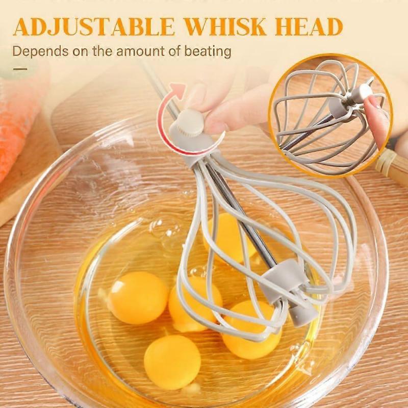 Stainless Steel Semi-Automatic Egg Beater Adjustable Small Household Manual Rotary Egg Whipping Whisk