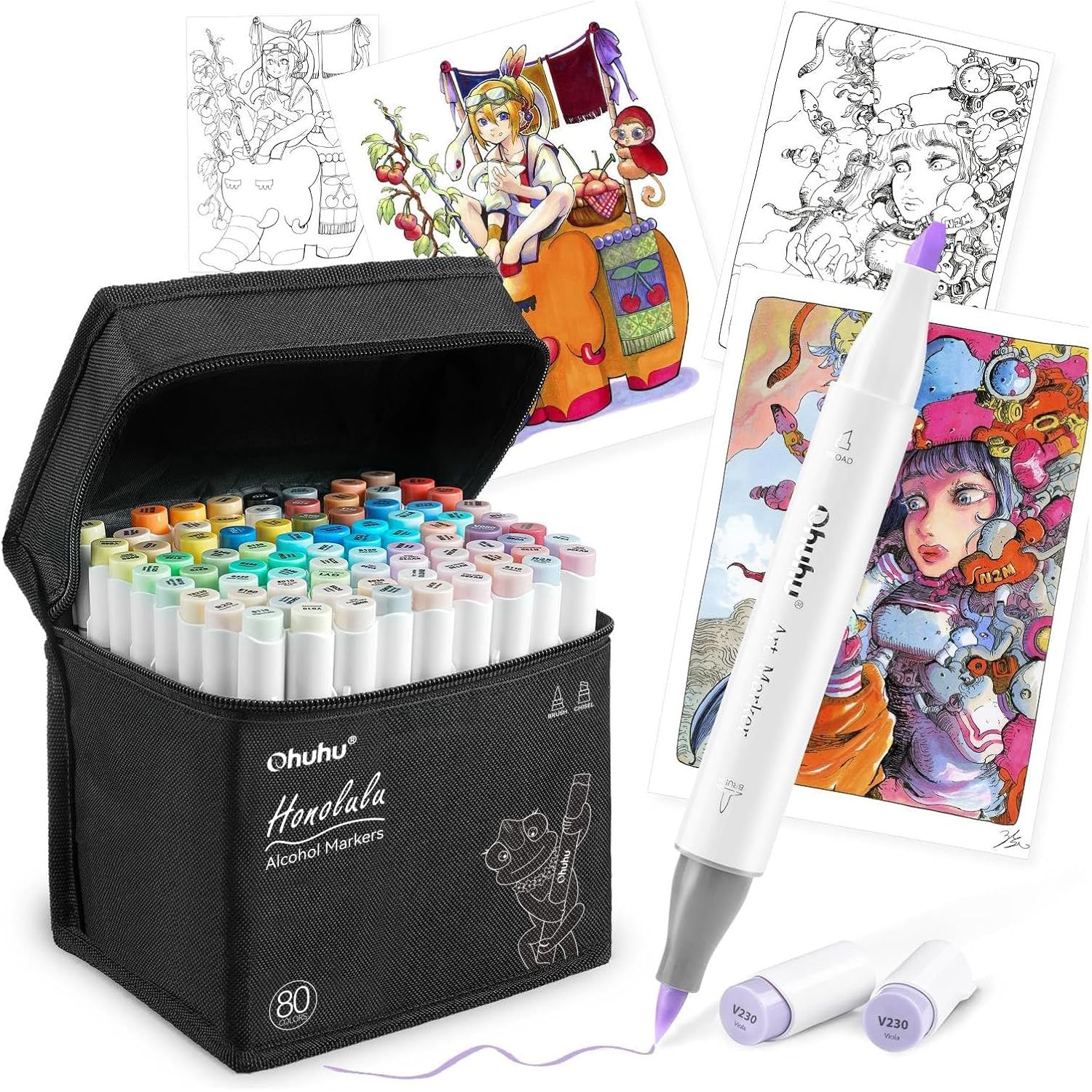 

Ohuhu Illustration Brush 80 81 Traditional Japanese Light Color Marker with Blender Honolulu Series Markers, Type, Colors, Pens, Professional-Use