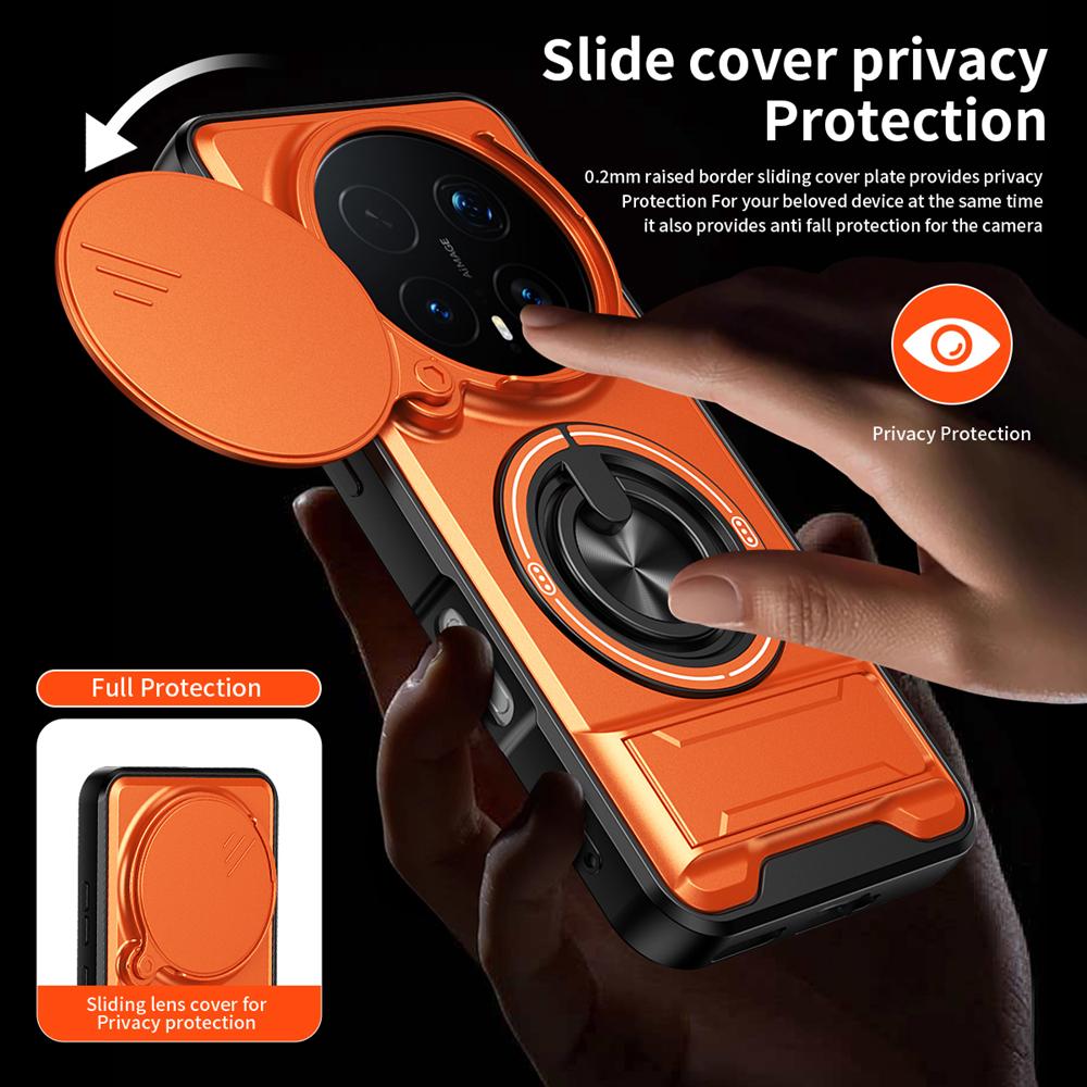 KEYSION Magnetic Phone Case for HONOR Magic 8 Pro 5G Slide Camera Protection Upright Kickstand 360 Ring Shockproof Back Cover