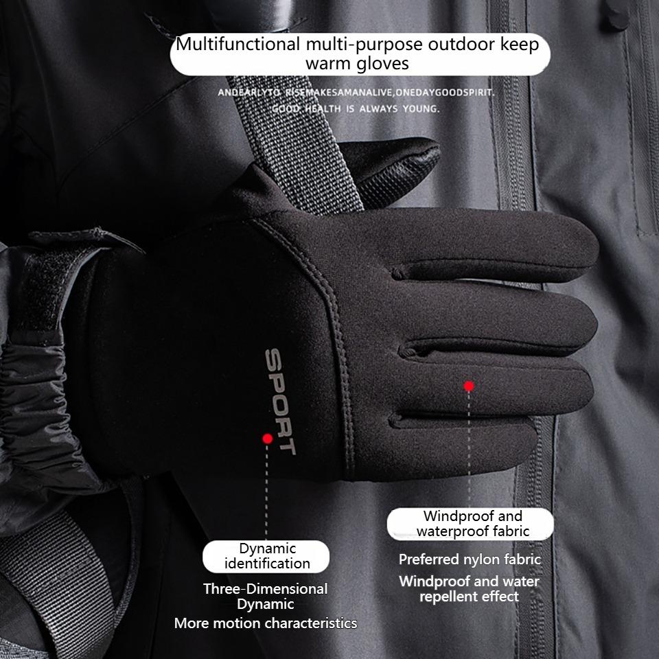 Men Winter Waterproof Cycling Gloves Outdoor Sports Ski Running Motorcycle Touch Screen Fleece Gloves Warm Full Fingers