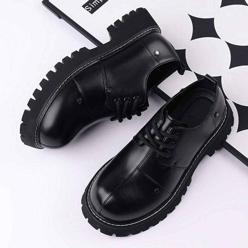 Thick Bottom Men's Leather Casual Shoes Soft Soles Sneakers Comfortable Simple Oxford Shoes Versatile Male Formal Dress Footwear