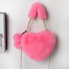 Winter New Sweet Love Heart Shaped Women's Top-handle Bags Confortable Soft Plush Ladies Handbags Fashion Multiple Color Optional Female Shoulder Bags