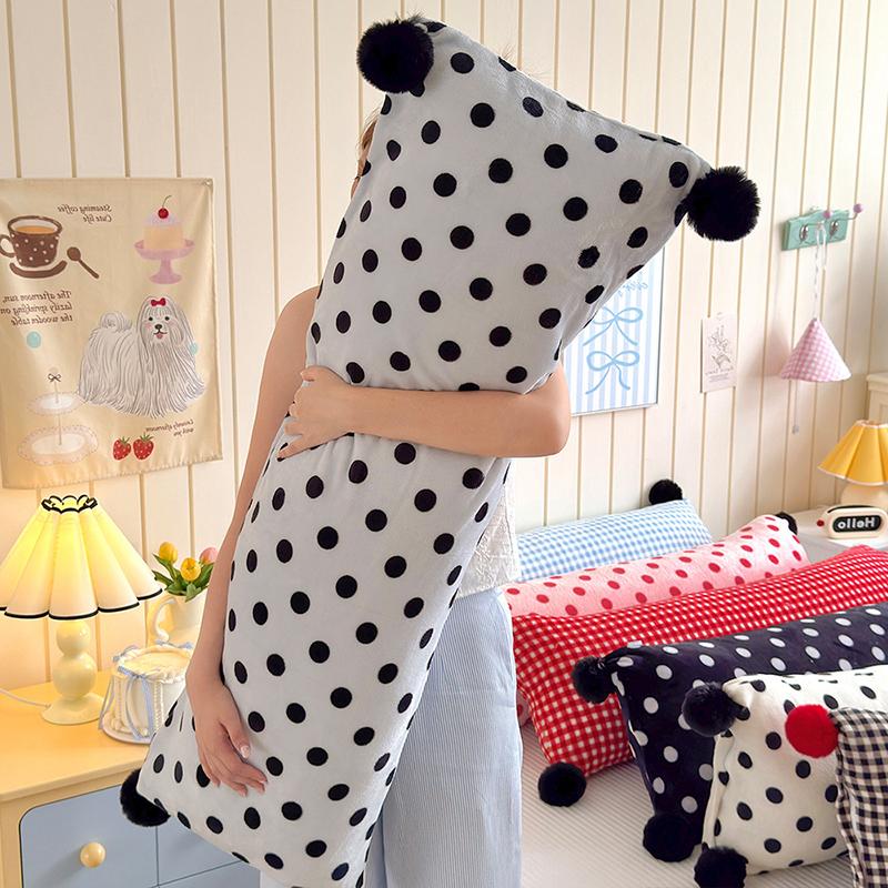 

Plush Long Milk Velvet Pillow Case Women Sleeping Side Soft Pom-pom Ball Cushion Cover Living Room Sofa Decor Body Pillowcase 40x90cm