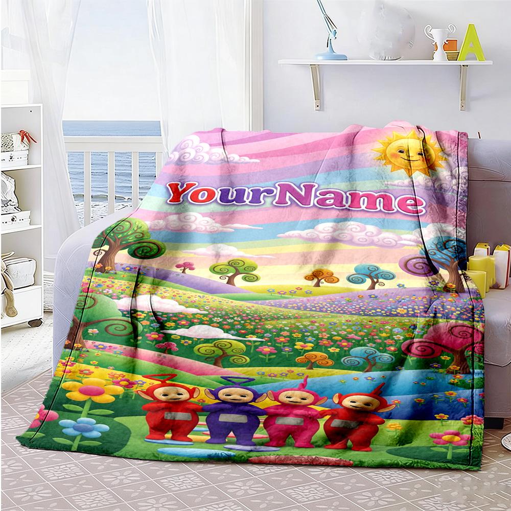 Teletubbies Customize Text Blanket Throw Personalized Blanket Warmthful Decor Great for Home Decor Chair Office Chair Living Room