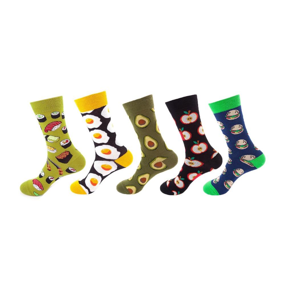 5Pairs Cheese Cookies Mid Tube Socks Cotton Food Pattern Socks Fashion Cartoon Short Socks  Female