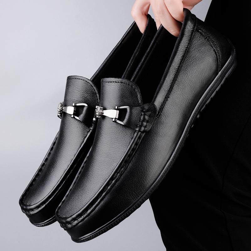 Fashion Men's High Quality Genuine Leather Loafers Handmade Men Walking Shoes Moccasins Walking Men Flats New Casual Male Work Shoes