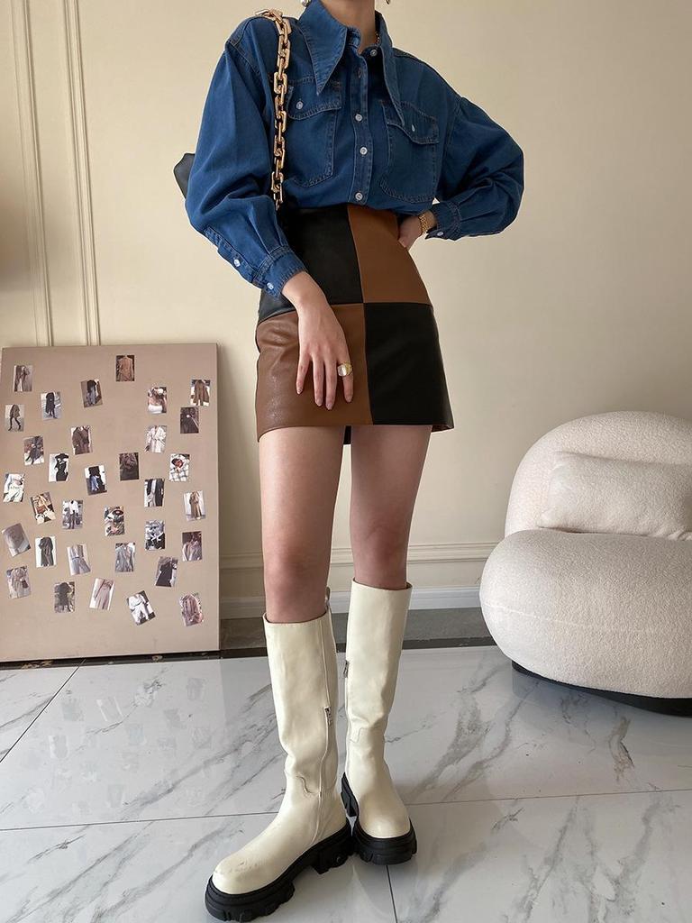 Sinan Vintage Point Collar Denim Shirt for Women, Autumn/Winter 2024, SN0968.