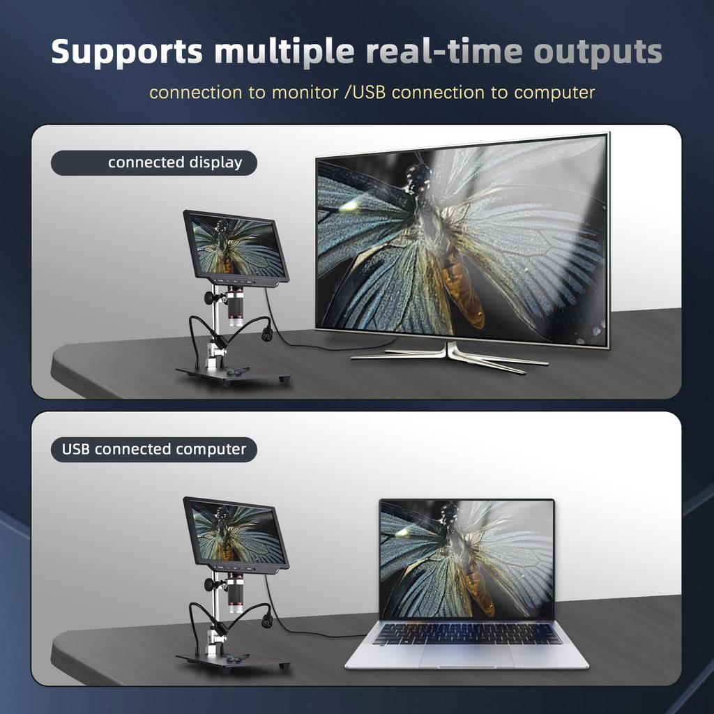 Desktop Digital Microscope for Adults 10X 430X Magnification with 8.0 Inch IPS Screen 52MP Photo 4K Video Built in