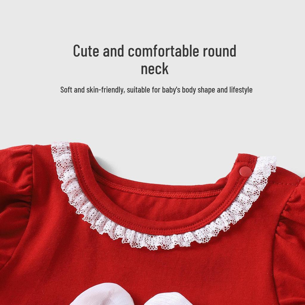 Youqi Baby Girl Red Romper - 26/100 Days or First Birthday Outfit