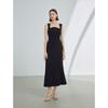 LANGZI French Style Slim Black Mermaid Midi Dress