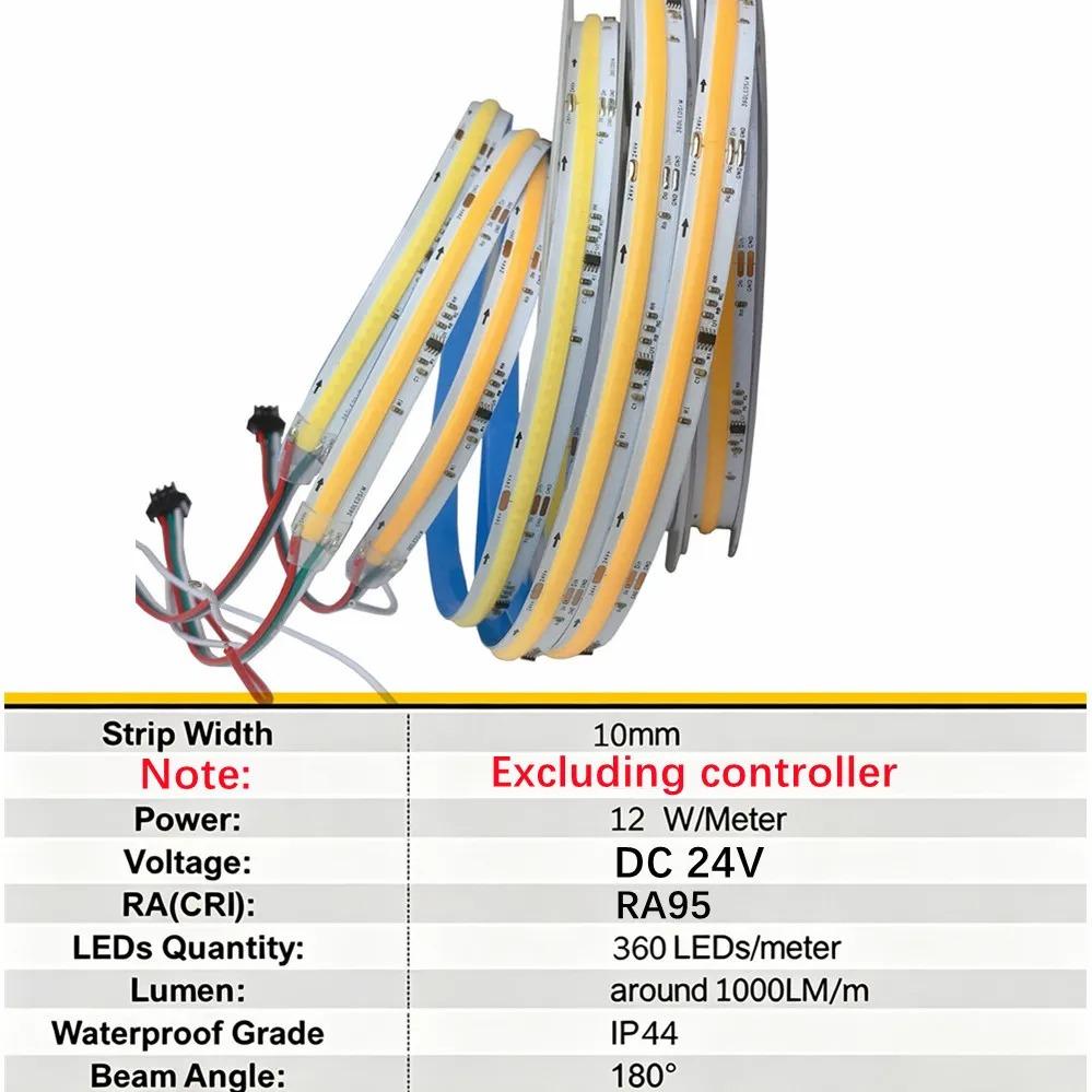 0,5-10m COB WS2811 LED-Lichtleiste DC24V 360 LEDs Adressierbar Fließeffekt Flexibel 3000K/4000K/6000K für Innenraum Heimdekoration