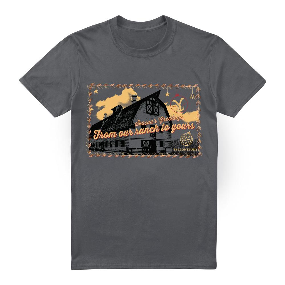 Yellowstone Mens Seasons Greetings From The Yellowstone Christmas T-Shirt