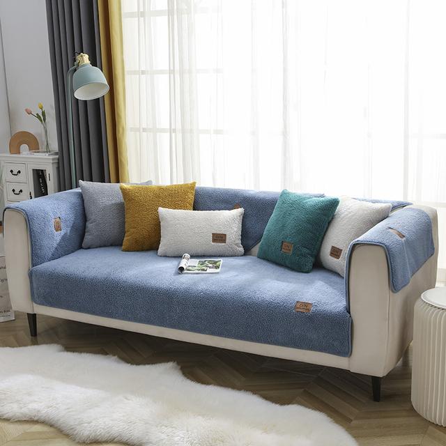 

Скандинавская противоскользящая утолщенная плюшевая подушка, теплый чехол, простая имитация кашемира, чехол для дивана, кожаный диван, деревянный стул Pillowcase 30X50cm синий