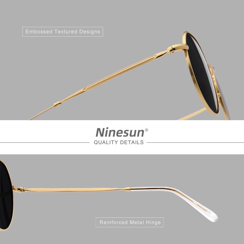 NINESUN New Polarized Sunglasses For Men Women Retro UV400 Round Alloy Frame Anti-reflection Glassses Luxury Eyewear