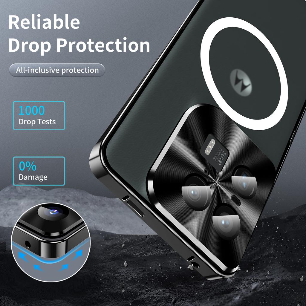 Magic Shield Magnetische Serie für Motorola Moto X50 Ultra 5G/Edge 50 Ultra 5G Hülle Metall+TPU Handyhülle mit Linsenschutz