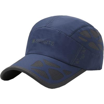 Netzkappe SPORTS Logo Hut Sport Laufen Leicht Schnelltrocknend CA510 [Weißer Fang] Herren Damen (Marine)