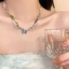 Summer Fresh Mori Gravel Crystal Fringed Butterfly Collarbone Chain Female Sweet Cool Hot Girl Style Necklace Personality Versatile Match