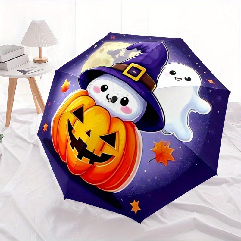 1pc Witch Ghost Adorable Cartoon Pattern Automatic Umbrella is Fashionable and Good-Looking, a Portable 3-Fold Umbrella, Suitable for Travel and