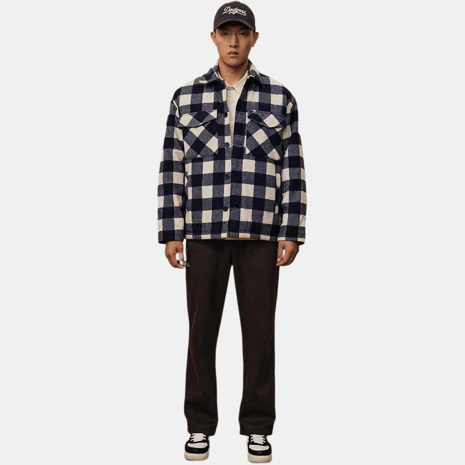 New Era Plaid Loose Fit Lapel Drop Shoulder Single Breasted Jacket Unisex Jacket 13781087