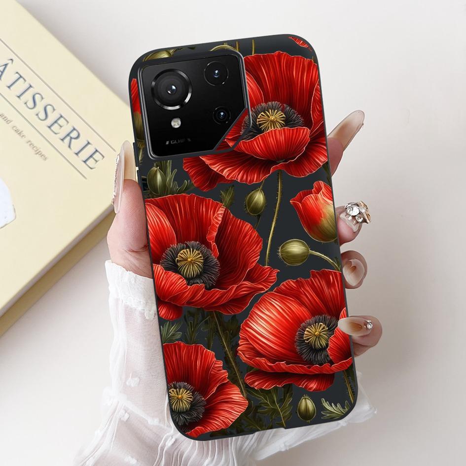 For Asus Rog Phone 9 Pro 5G Case Popular Flower Cartoon Soft Black Silicone Shockproof Cover For Asus Rog Phone 9 FE Phone9 Capa