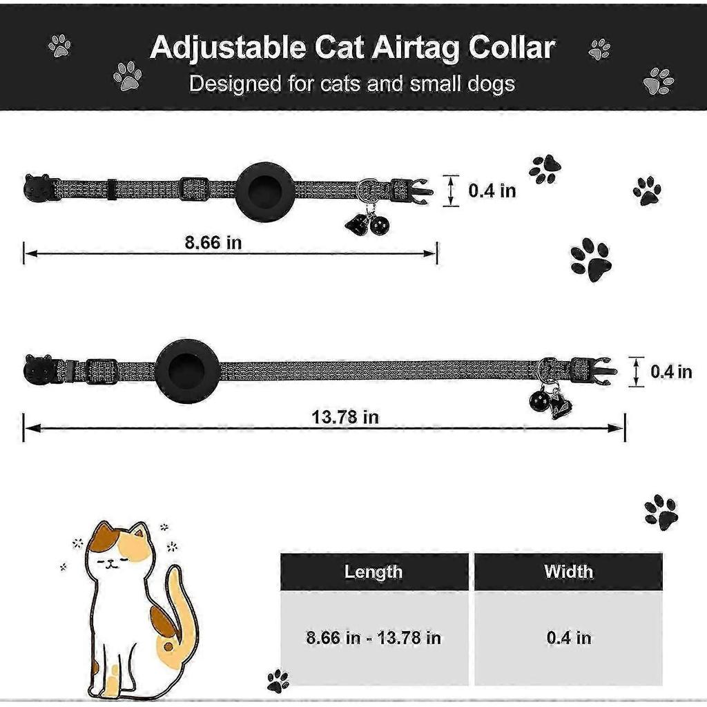Waterproof Reflective Breakaway Cat Collar with Airtag Holder & Bell New Arrival S06