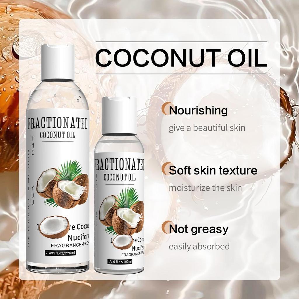 Natural Coconut Oil, Face Oil, - Facial Massage Essential Oil, Organic Cold Pressed Virgin Coconut Oil for Face, Hands, Cuticles & Hair-100/220ml