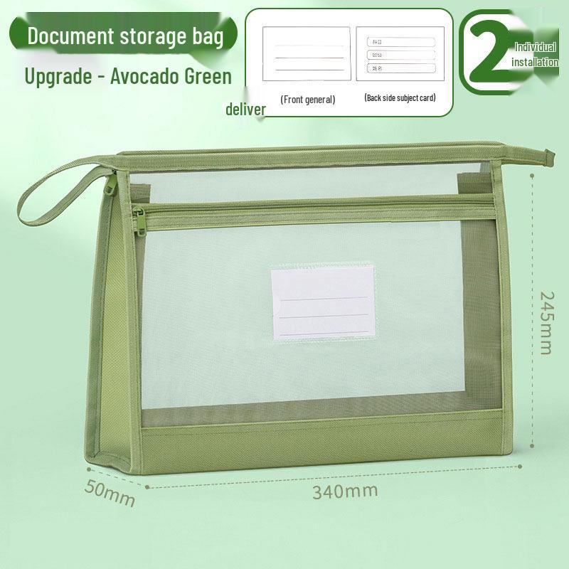 Dual-Layer Zippered Mesh File Bag for Students