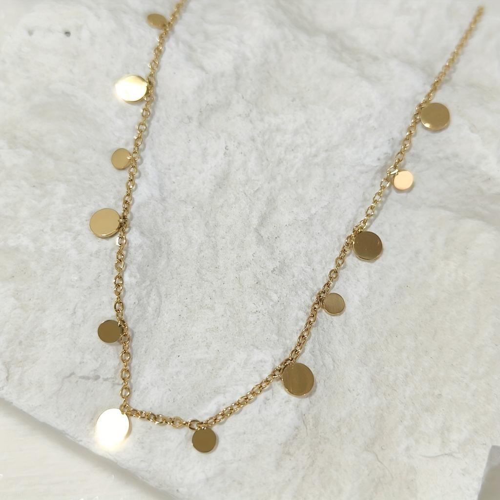 18K Gold Plated Stainless Steel Necklace – Round Bead Chain, Elegant Daily Wear & Vacation, Versatile All-Year Accessory for Women